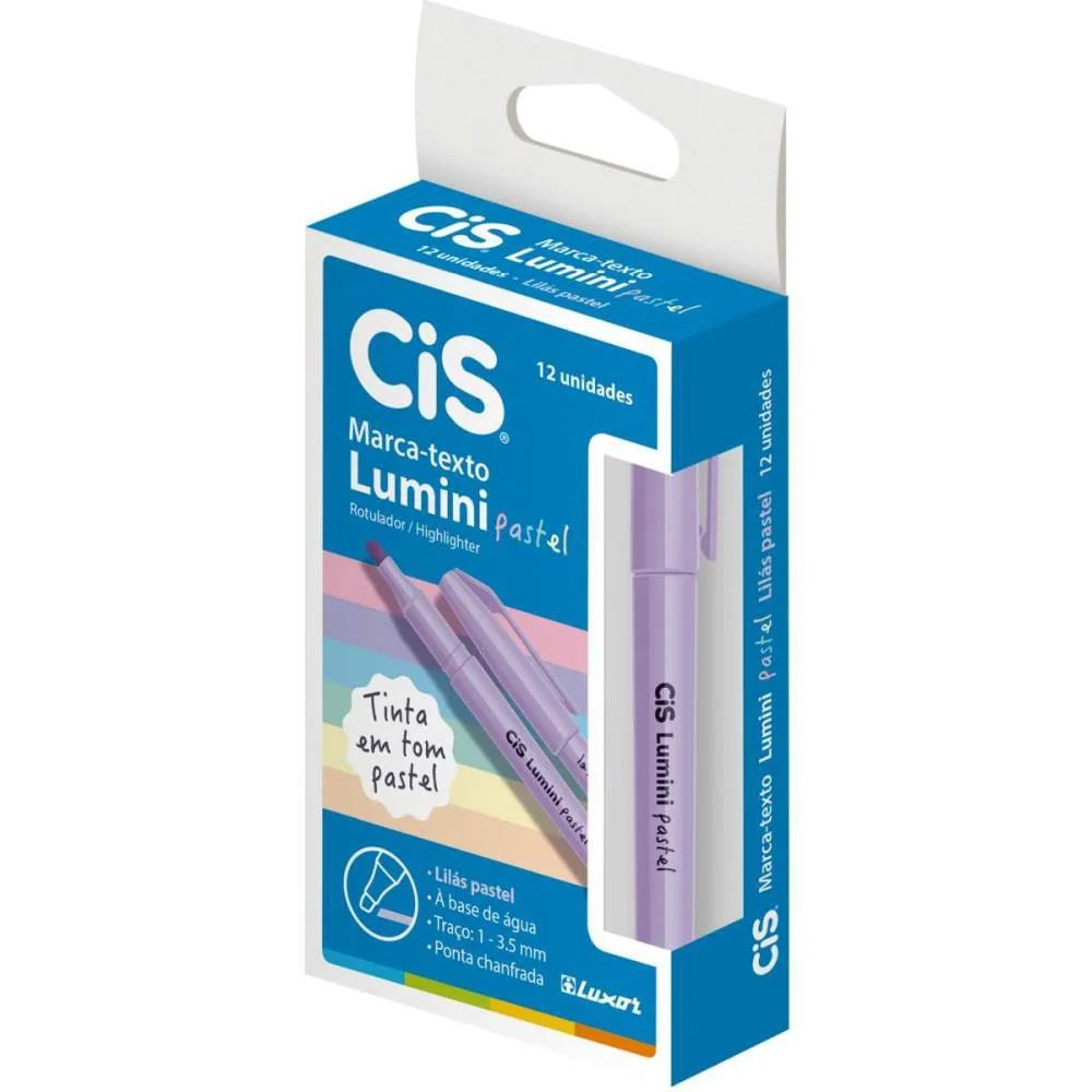 Caneta Marca Texto Cis Lumini Lilas Pastel Sertic (Cx.c/12) - imagem 3