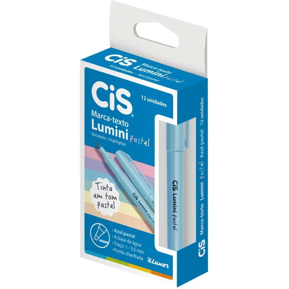 Caneta Marca Texto Cis Lumini Azul Pastel Sertic (Cx.c/12) - imagem 2