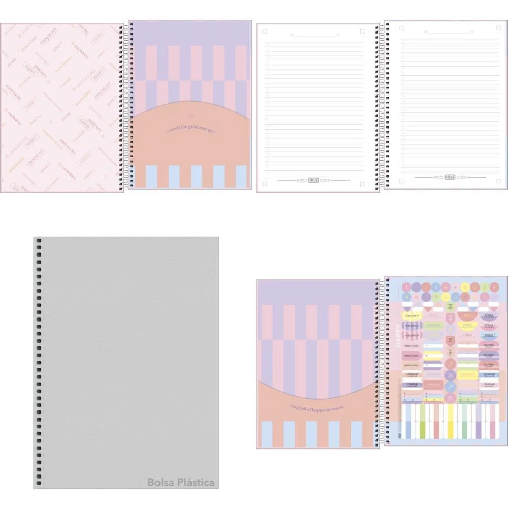 Caderno 10X1 Capa Dura Happy 160Fls. Tilibra (Pct.c/04) - imagem 3