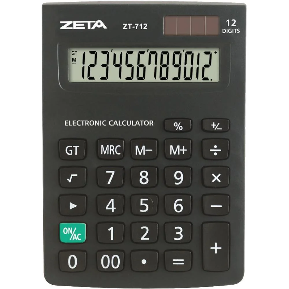 Calculadora De Mesa 12 Dig. Zetta Zt712 Preta Procalc (Unidade) - imagem 3