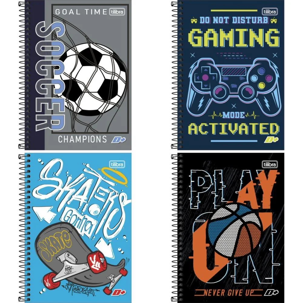 Caderno Espiral 1/4 Capa Dura D+ 200Fls. Masculino Tilibra (Pct.c/04) - imagem 3