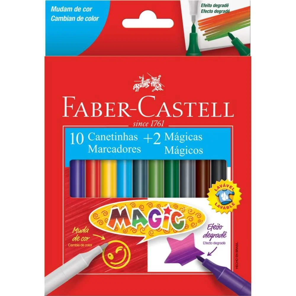 Caneta Hidrografica Magic 10 Cores+2 Faber-Castell (Pct.c/06) - imagem 2