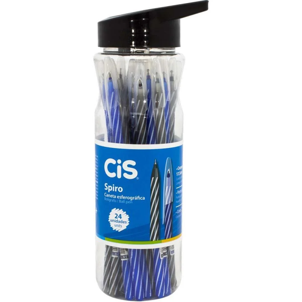 Caneta Esferografica Cis Spiro 0,7Mm Azul E Preta Sertic (Pote-24) - imagem 2