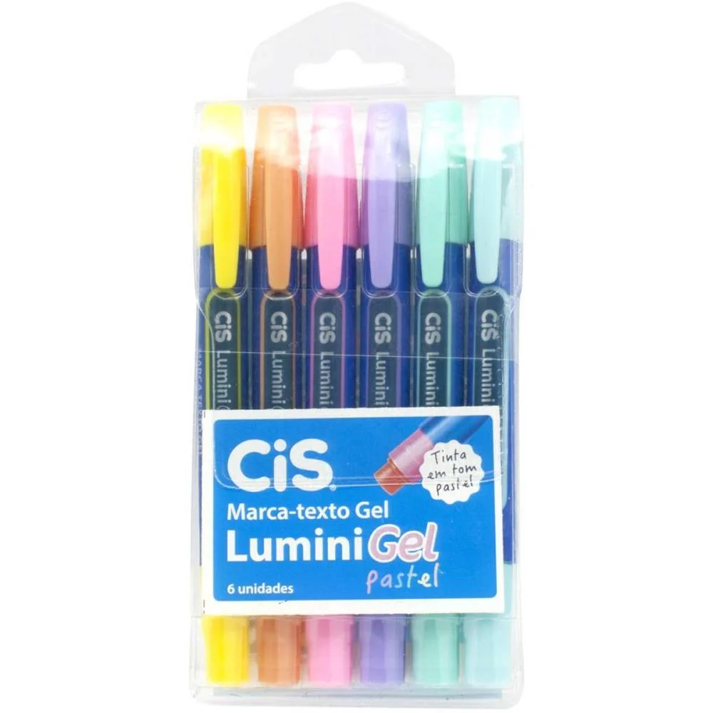 Caneta Marca Texto Gel Cis Lumini Pastel 6 Cores Sertic (Estojo) - imagem 3