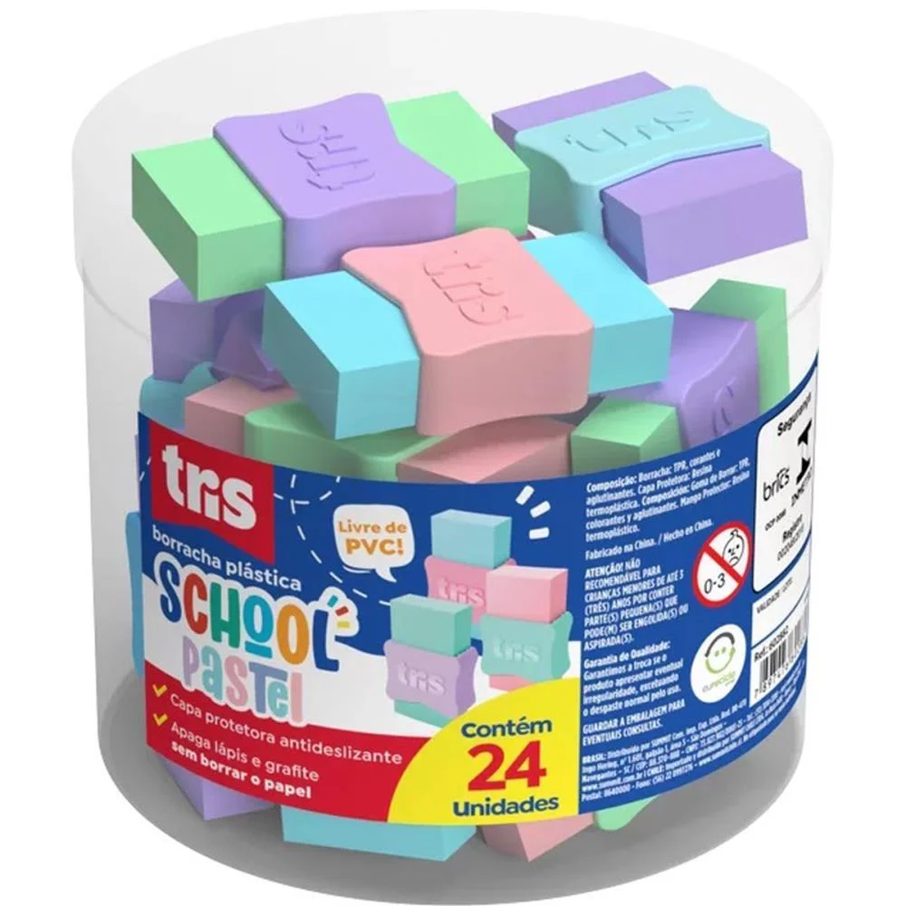 Borracha Colorida Tris School Pastel Sortidas Summit (Dp.c/24) - imagem 3