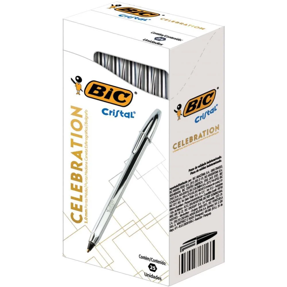 Caneta Esferografica Cristal Celebration Prata Bic (Cx.c/25) - imagem 3