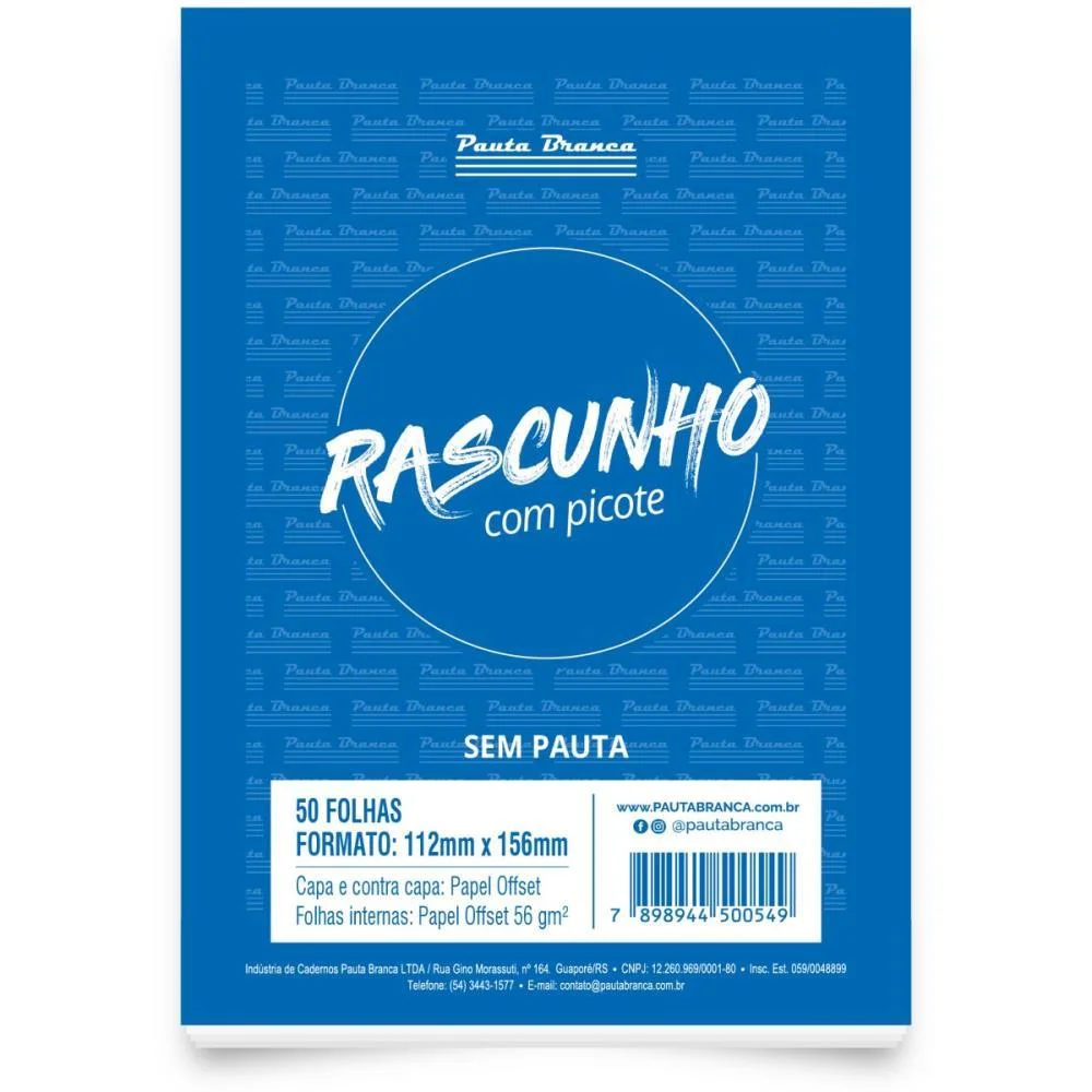 Bloco Para Rascunho C/Picote S/Pauta 112X156Mm 50F Pauta Branca (Pct.c/10) - imagem 2