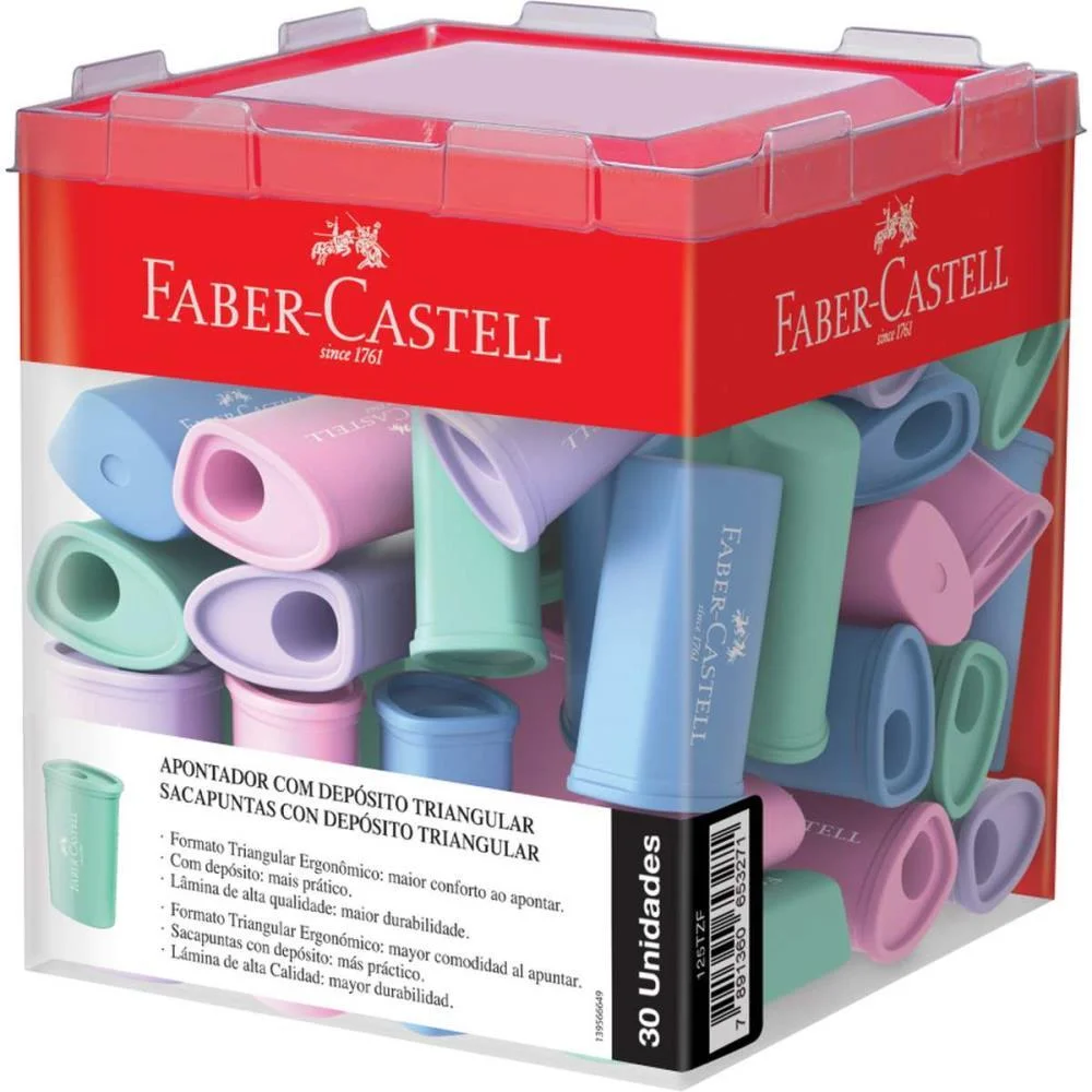Apontador Com Deposito Triangular 4Cores Pastel Faber-Castell (Dp.c/30) - imagem 2