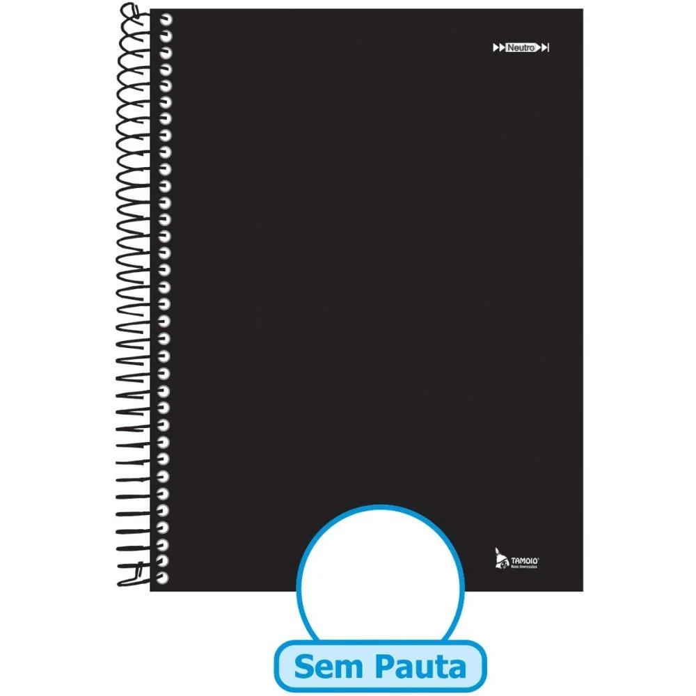 Caderno Espiral 1/4 Capa Dura Neutro Preto 96F Sem Pauta Tamoio (Pct.c/05) - imagem 2