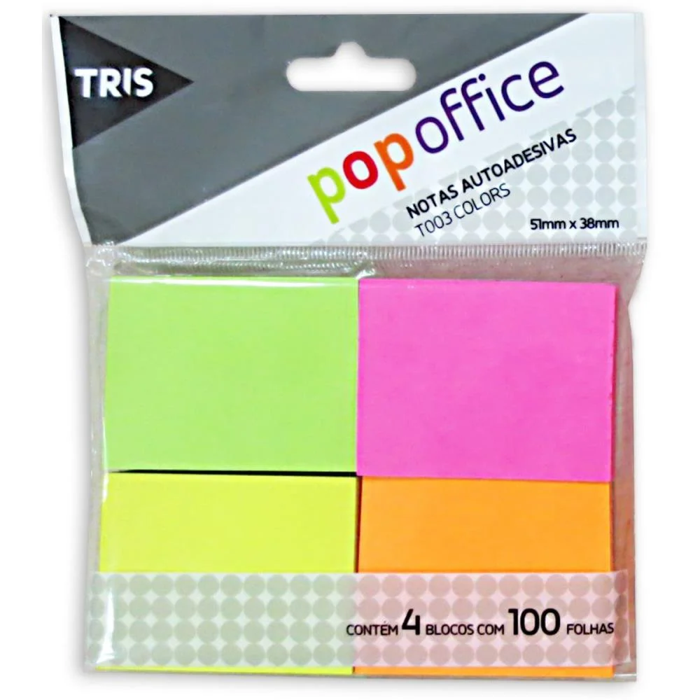 Bloco De Recado Autoadesivo Pop T003 4Cores 50X40Mm 400F. Summit (Unidade) - imagem 3
