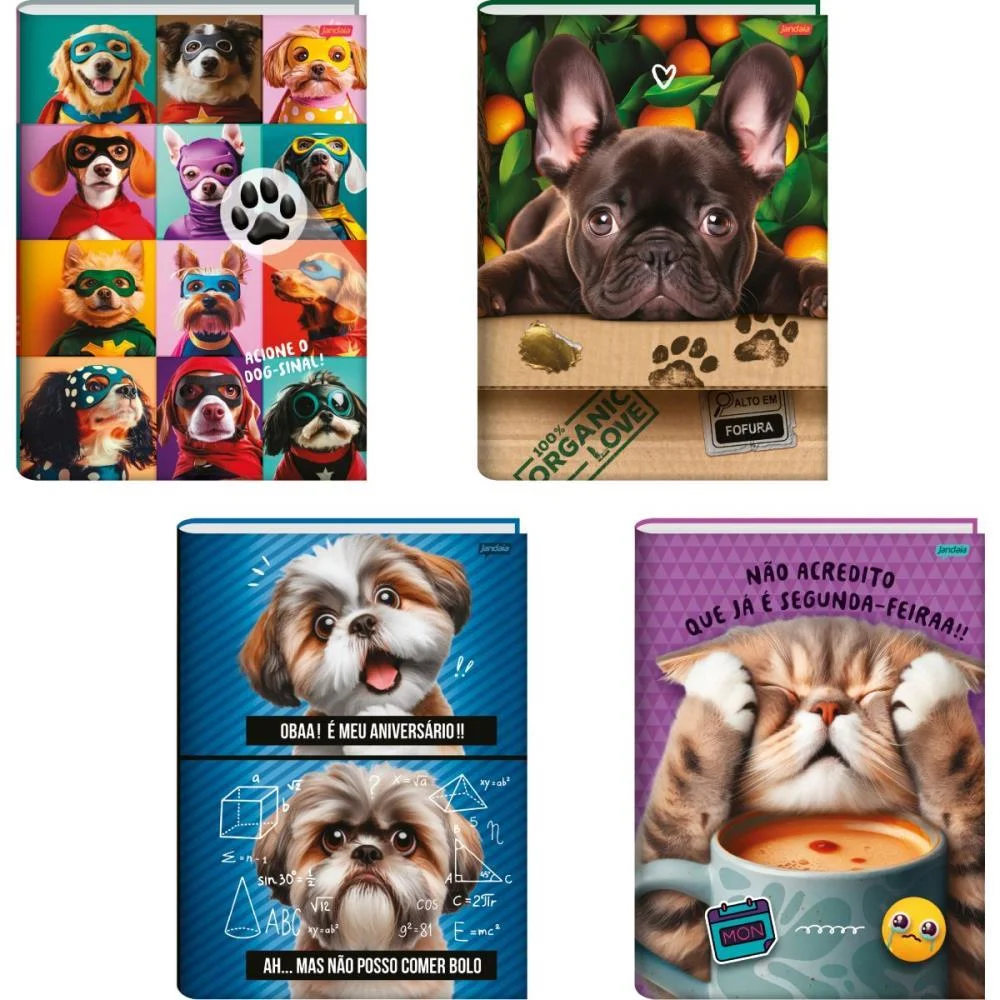 Caderno Brochurao Capa Dura Pets Love 80Fls. Jandaia (Pct.c/05) - imagem 2