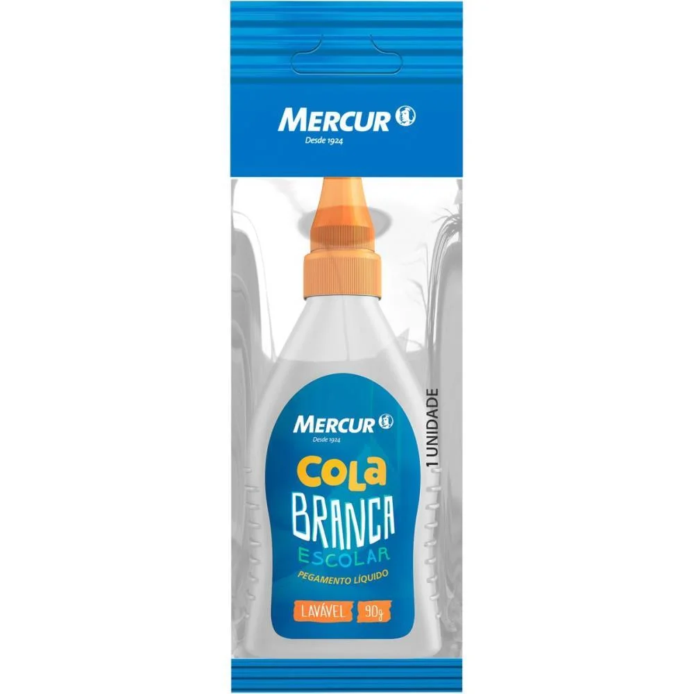 Cola Escolar 90G Branca Lavavel Blister Mercur (Cx.c/12) - imagem 3