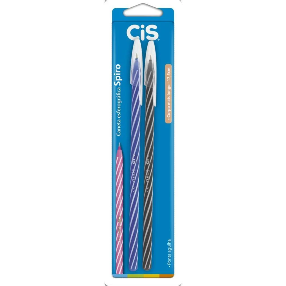 Caneta Esferografica Cis Spiro 0,7Mm Az/Pt Bl.c/2 Sertic (Blister) - imagem 5