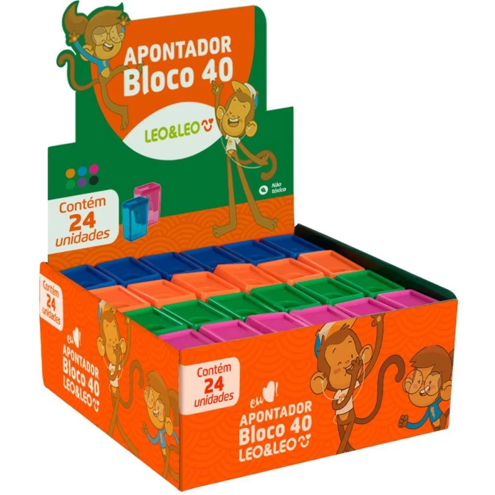 Apontador Com Deposito Leo E Leo Bloco 4Cm Sortido Leonora (Cx.c/24) - imagem 4