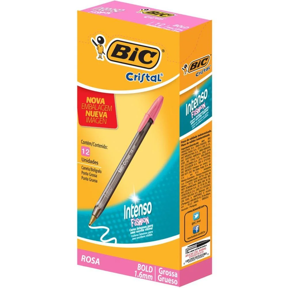 Caneta Esferografica Cristal Bold Fashion Rosa Bic (Cx.c/12) - imagem 2