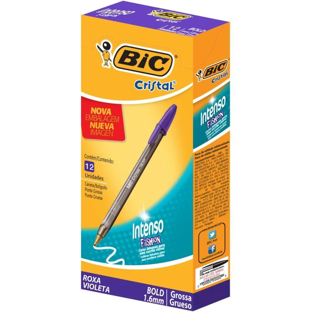 Caneta Esferografica Cristal Bold Fashion Roxa Bic (Cx.c/12) - imagem 2