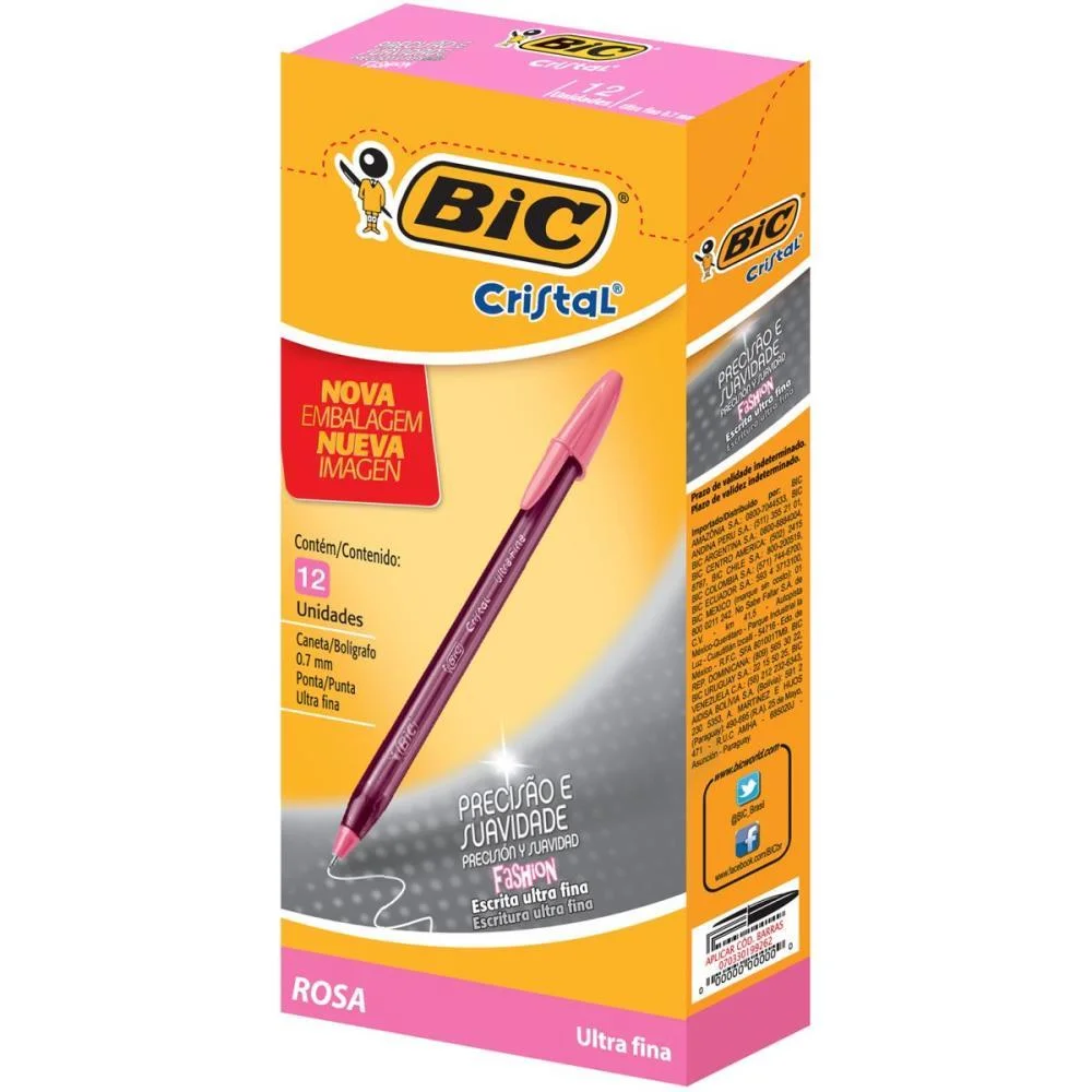 Caneta Esferografica Cristal Fashion Fine Rosa Bic (Cx.c/12) - imagem 3