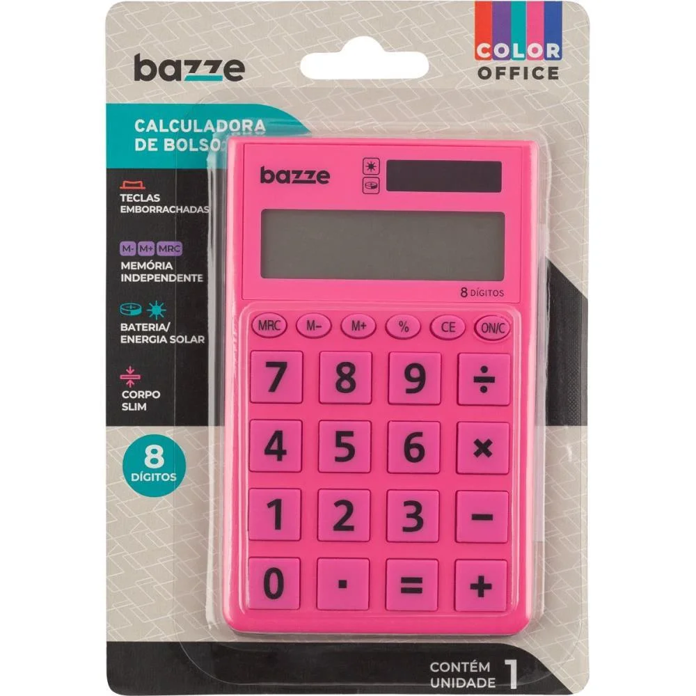 Calculadora De Bolso 8 Dig. Bazze Rosa Summit (Unidade) - imagem 4