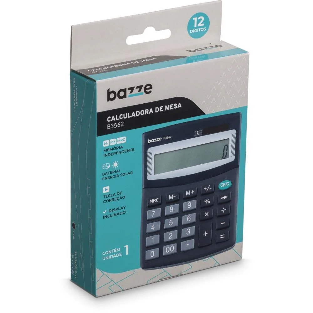 Calculadora De Mesa 12 Dig. Bazze B3562 Preta Summit (Unidade) - imagem 3