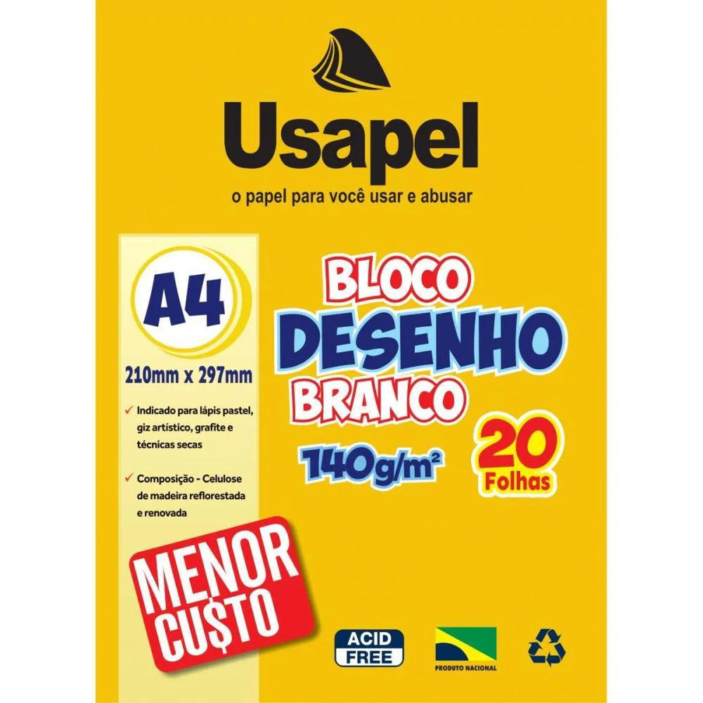 Bloco Tecnico Sem Margem Usapel Desenho A4 140G 20Fl Br Filiperson (Pct.c/05) - imagem 3