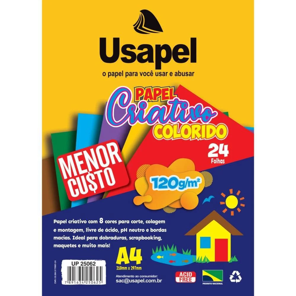 Bloco Para Educacao Artistica Usapel 8Cores A4 120G 24Fls Filiperson (Pacote) - imagem 3