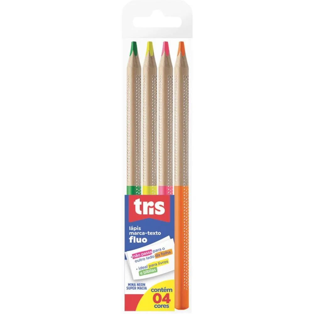 Caneta Marca Texto Tris Lapis Neon Jumbo 4Cores Summit (Estojo) - imagem 2