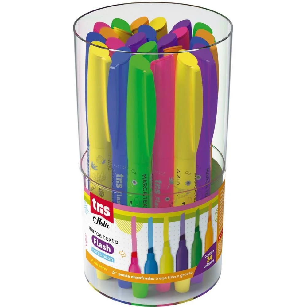 Caneta Marca Texto Tris Flash 6 Cores Neon Summit (Pote-24) - imagem 2