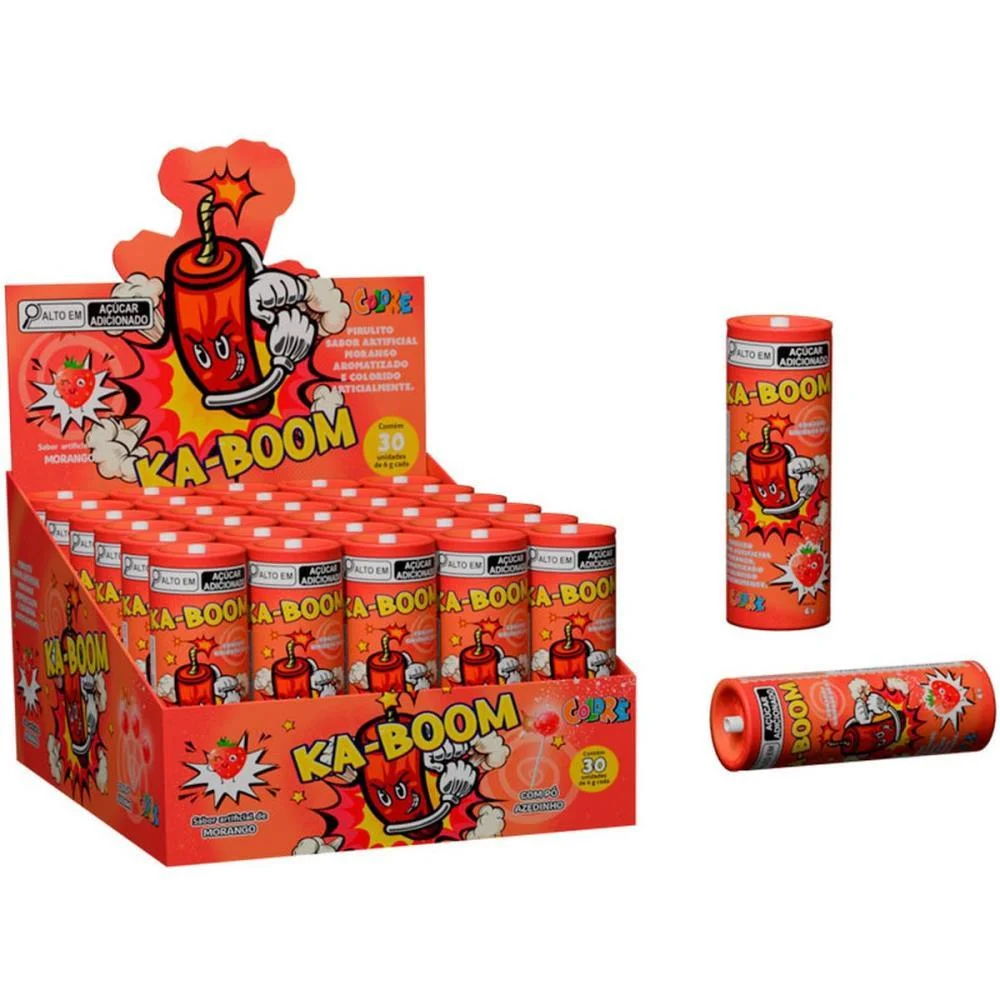Doce Ka-Boom Pirulito Morango Colore (Dp.c/30) - imagem 2