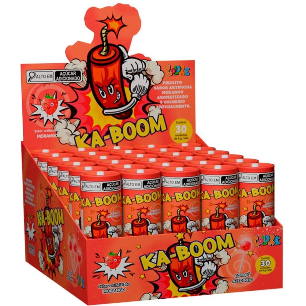 Doce Ka-Boom Pirulito Morango Colore (Dp.c/30) - imagem 4