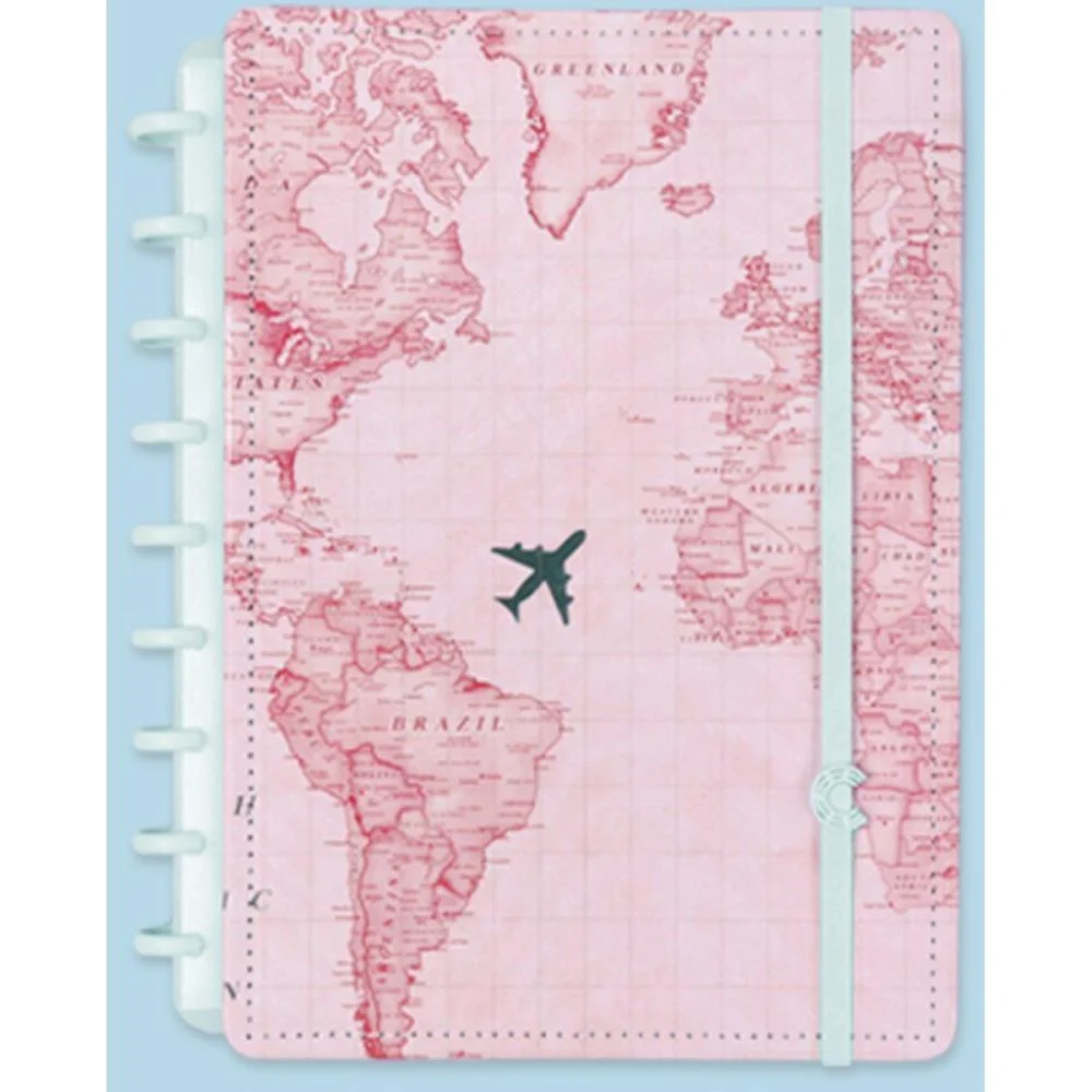 Caderno Inteligente Grande Mapa Mundi Rosa By Gocase 80Fl Caderno Inteligente (Unidade) - imagem 4