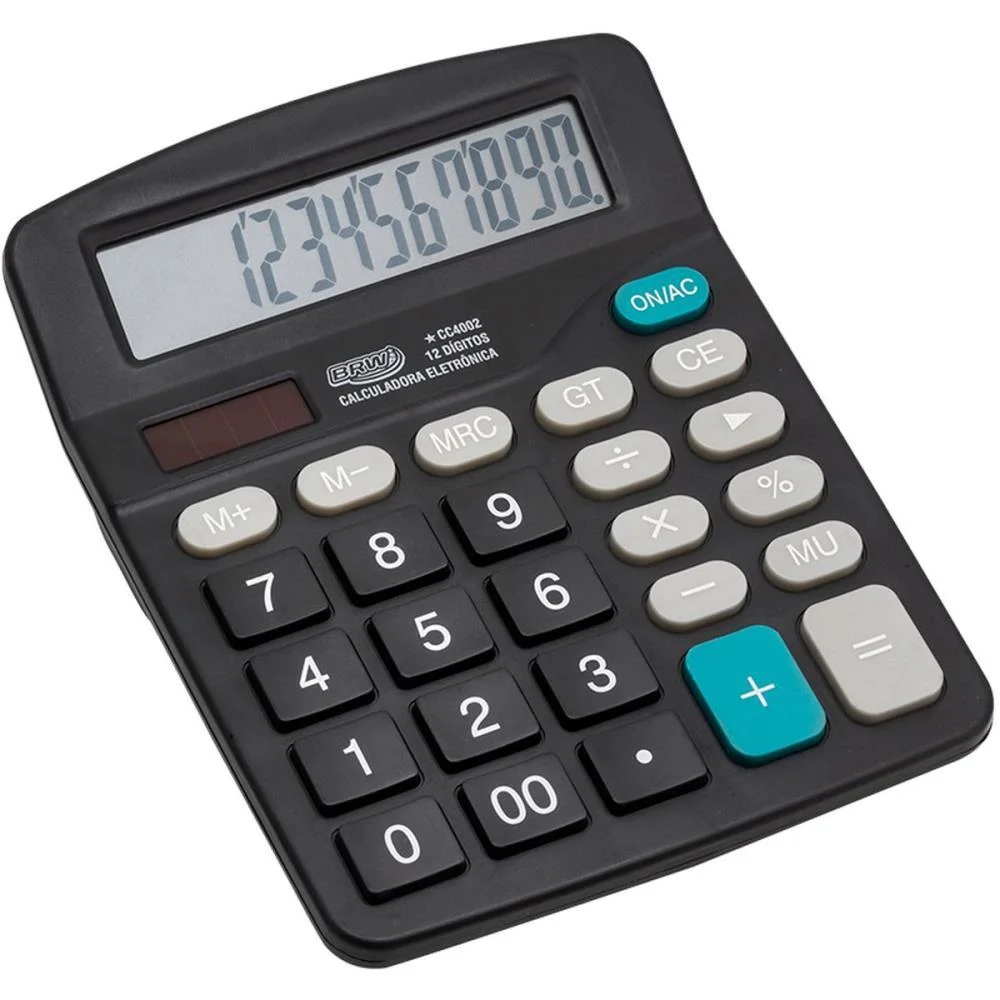 Calculadora De Mesa 12 Dig. 18X14X4Cm Preta Brw (Unidade) - imagem 3