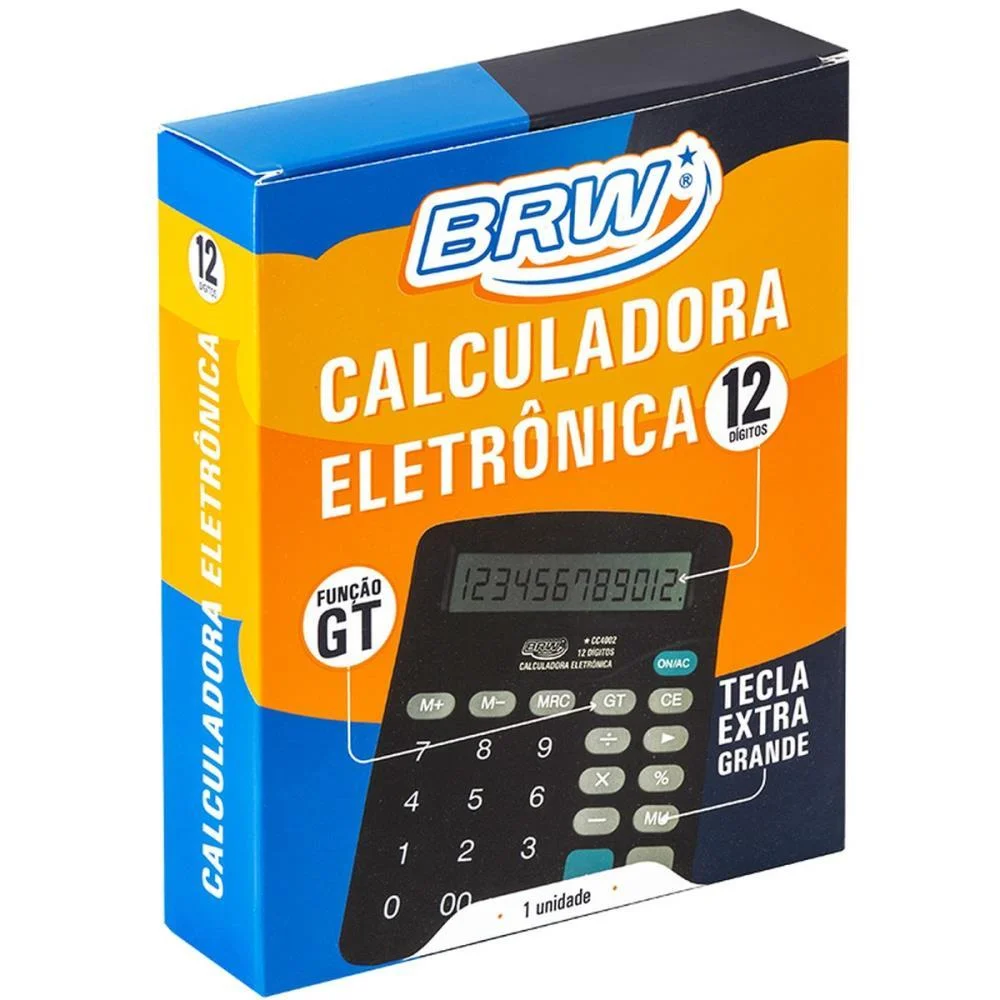 Calculadora De Mesa 12 Dig. 18X14X4Cm Preta Brw (Unidade) - imagem 4