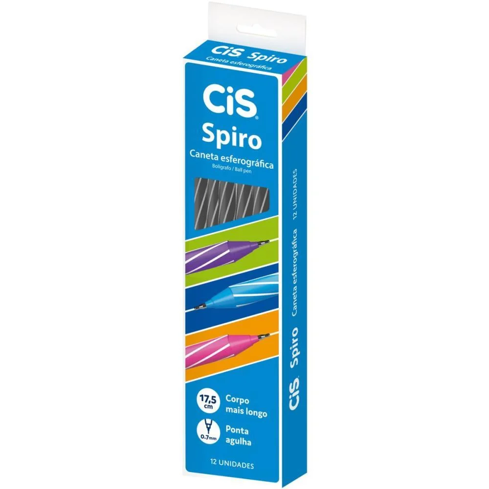 Caneta Esferografica Cis Spiro 0,7Mm Preta Sertic (Cx.c/12) - imagem 2