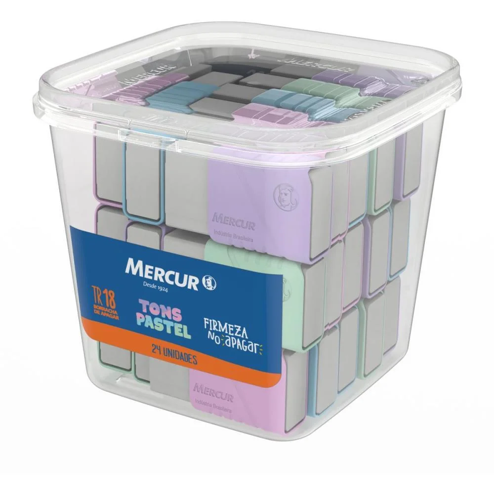 Borracha Branca Tr C/Capa Plastica Tons Pastel Mercur (Pote-24) - imagem 3