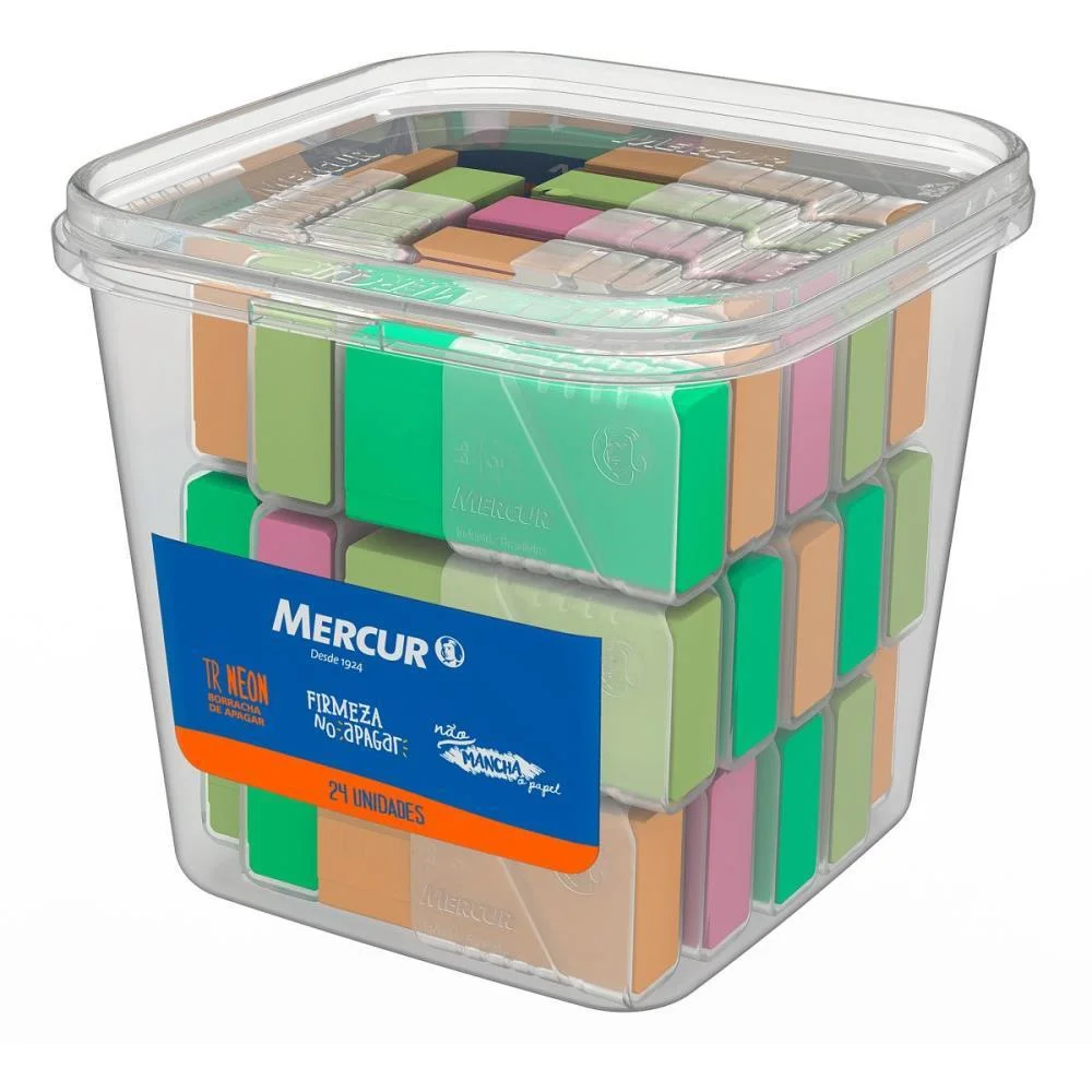 Borracha Colorida Tr Neon C/Capa Plastica Mercur (Pote-24) - imagem 3