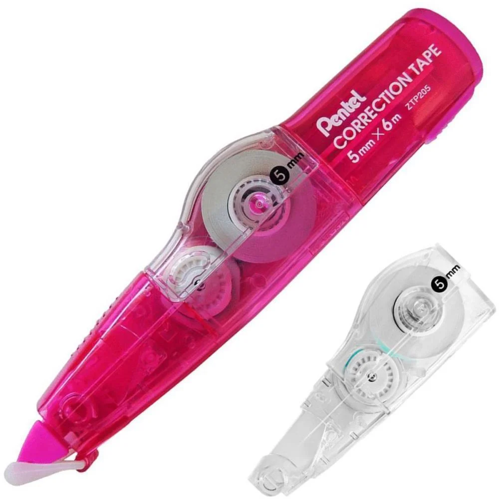 Corretivo Em Fita Corretion Tape 6M Rosa C/Refil Pentel (Cx.c/12) - imagem 3