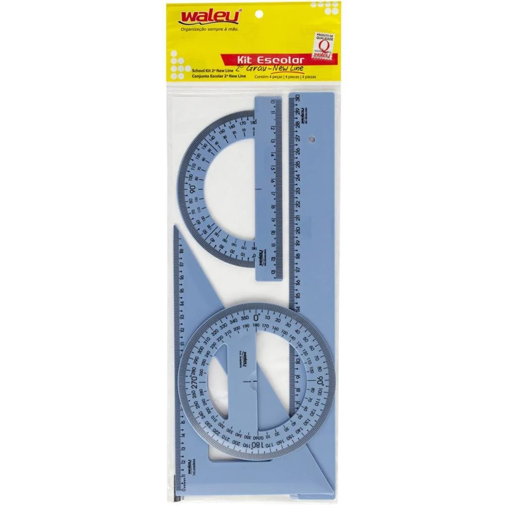 Conjunto Para Desenho Reg30Cm+Esq60+Tra180+Tra360 Az Maxcril (Blister) - imagem 5