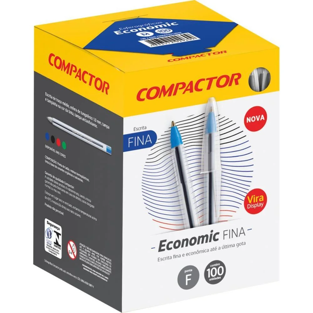 Caneta Esferografica Economic Fina Azul Compactor (Cx.c/100) - imagem 3