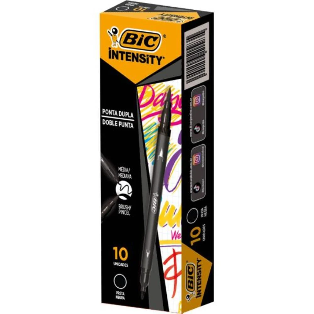 Caneta Com Ponta Porosa Intensity 2 Pontas Preta Bic (Cx.c/10) - imagem 5