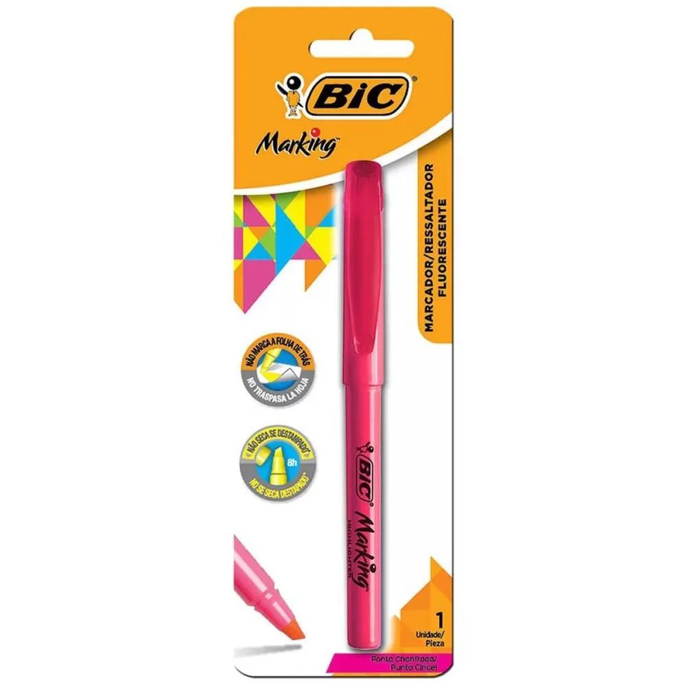 Caneta Marca Texto Marking Rosa Bic (Bl.c/01) - imagem 3