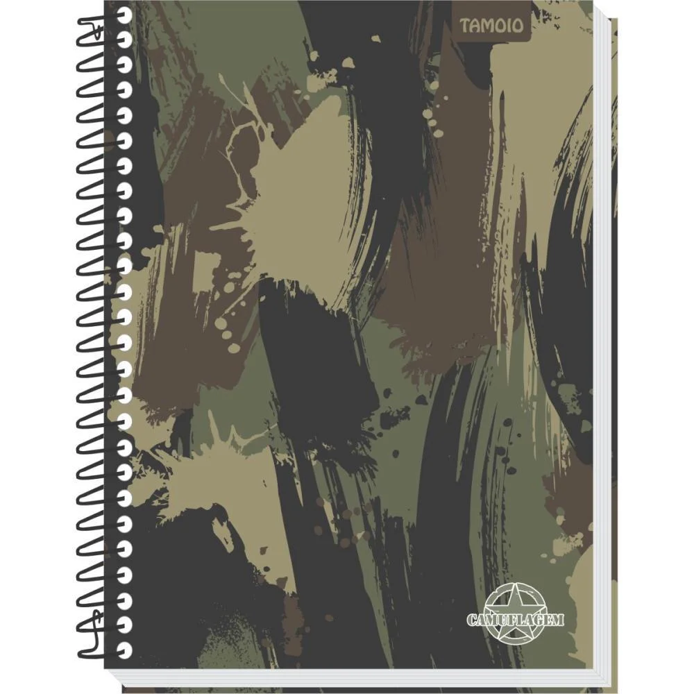 Caderno Espiral 1/4 Capa Dura Camuflagem 96 Folhas Tamoio (Pct.c/04) - imagem 4